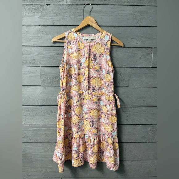 Ann Taylor LOFT Yellow Pink Boho Floral Print Sleeveless Dress Sz XS - Picture 13 of 15